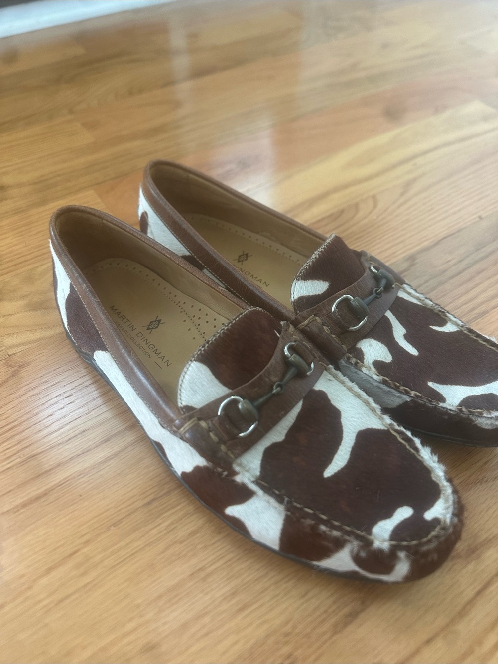 Martin Dingman Brown & White Cowhide Bit Loafers